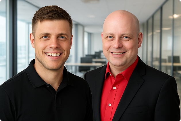 Protärt zwei Mitarbeiter in einem Büro